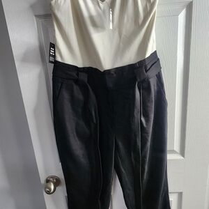 Express Black and White Strapless Jumpsuit